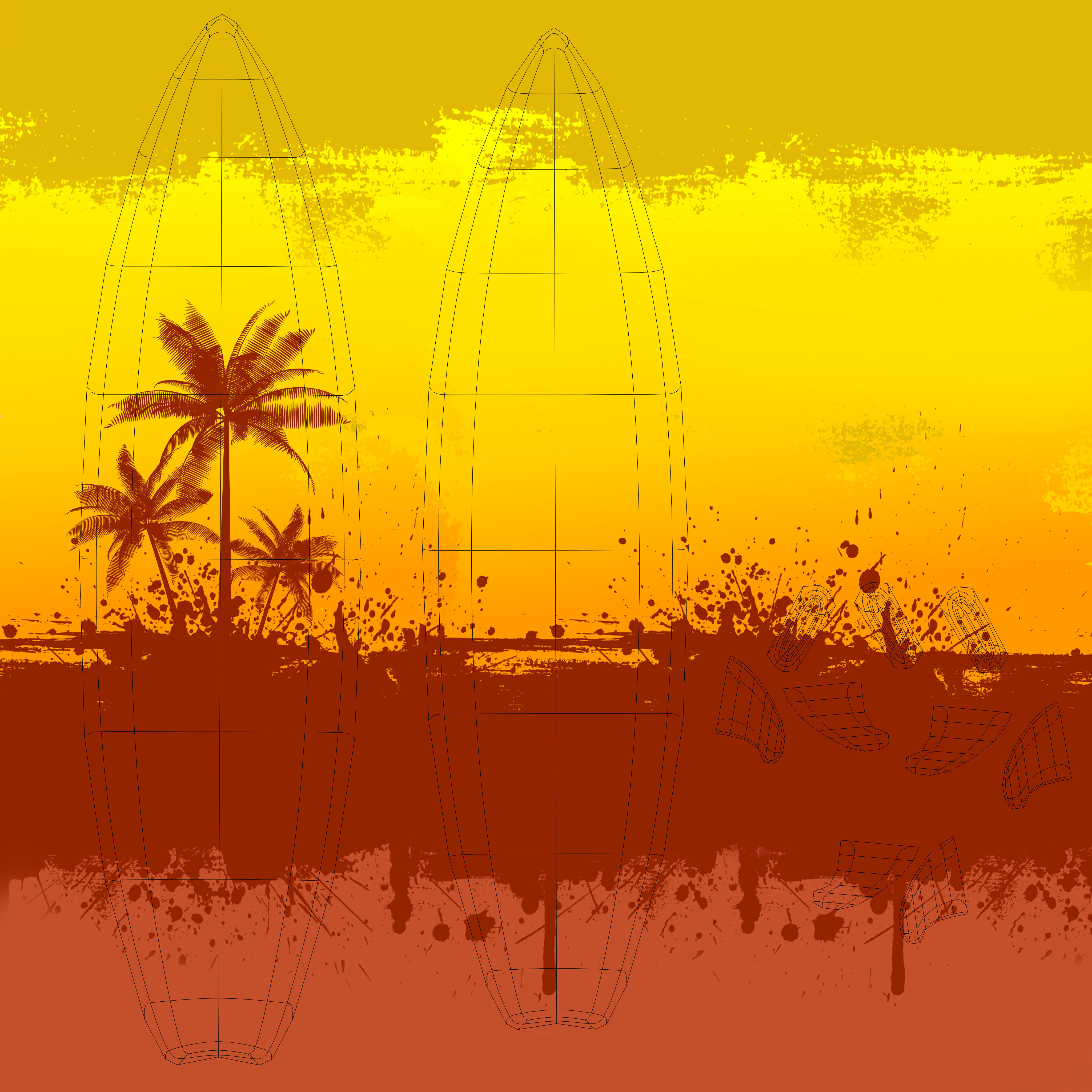 Surfboards Low-poly 3D model_26