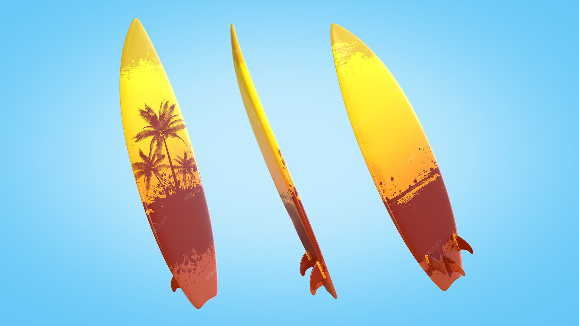 Surfboards Low-poly 3D model_2