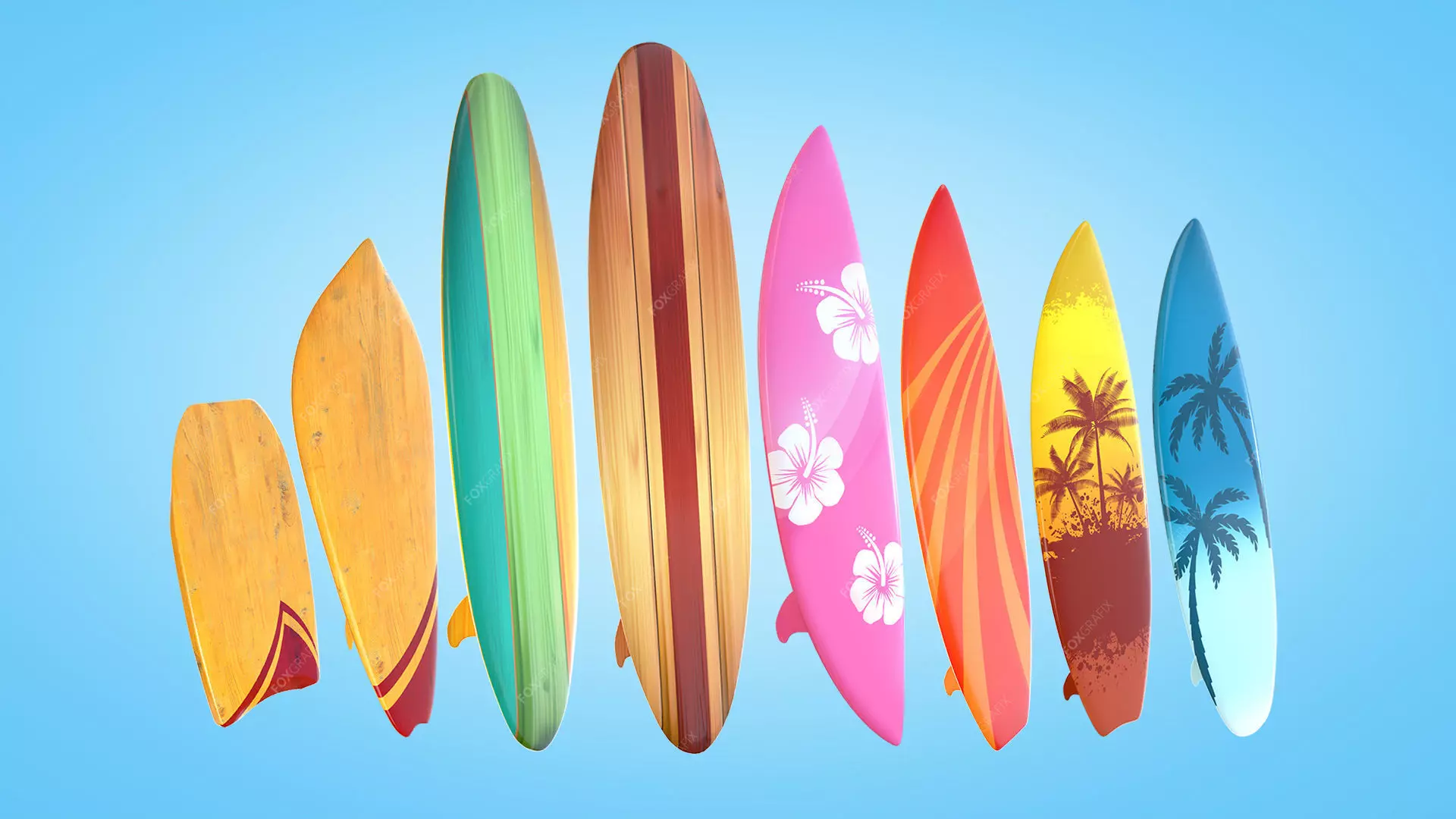 Surfboards Low-poly 3D model_0