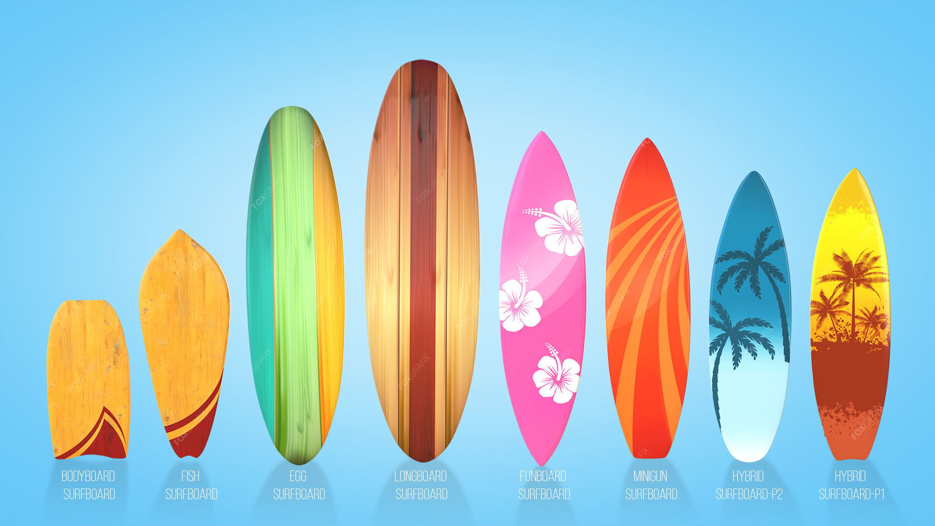 Surfboards Low-poly 3D model_1