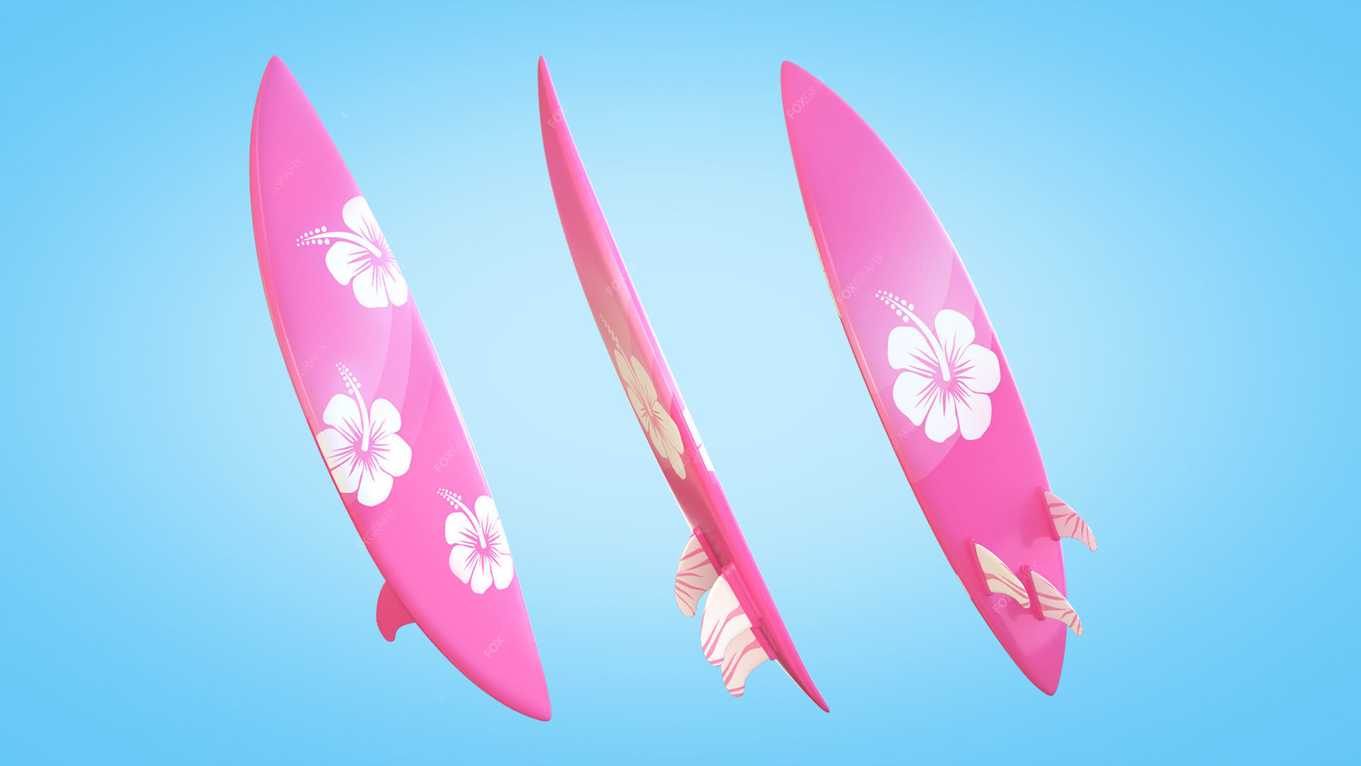 Surfboards Low-poly 3D model_8