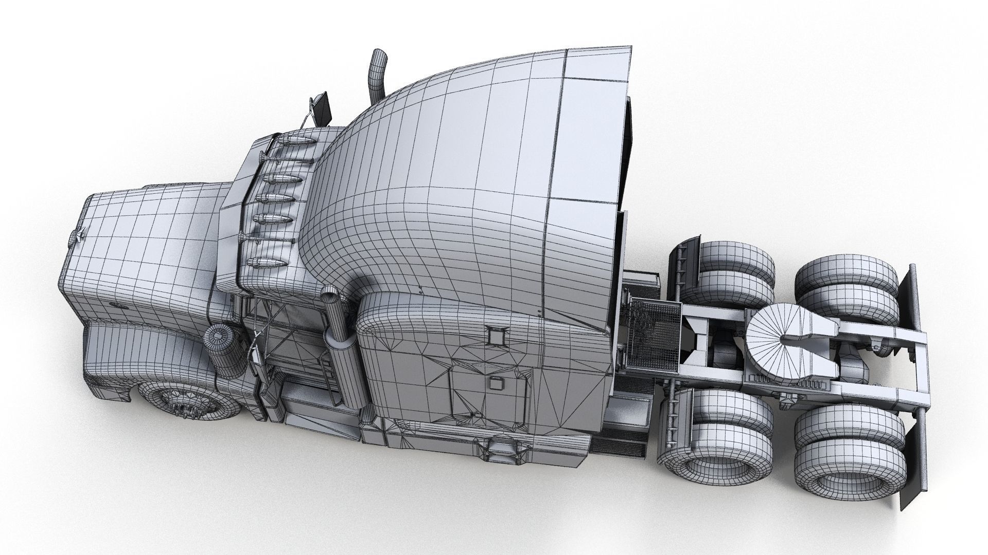 Peterbilt 377 Low-poly 3D model_16