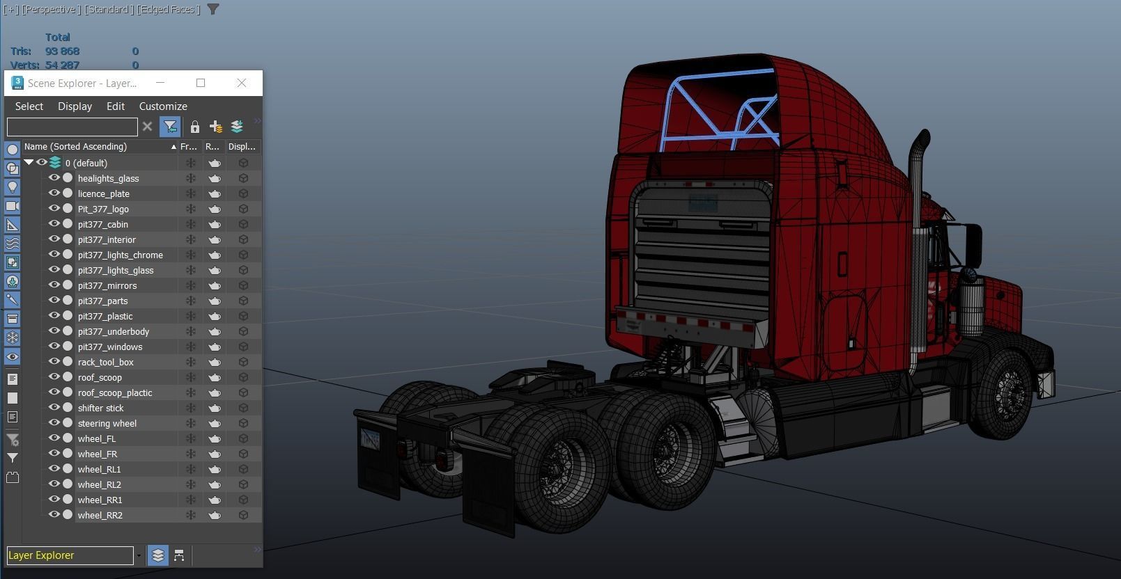 Peterbilt 377 Low-poly 3D model_42