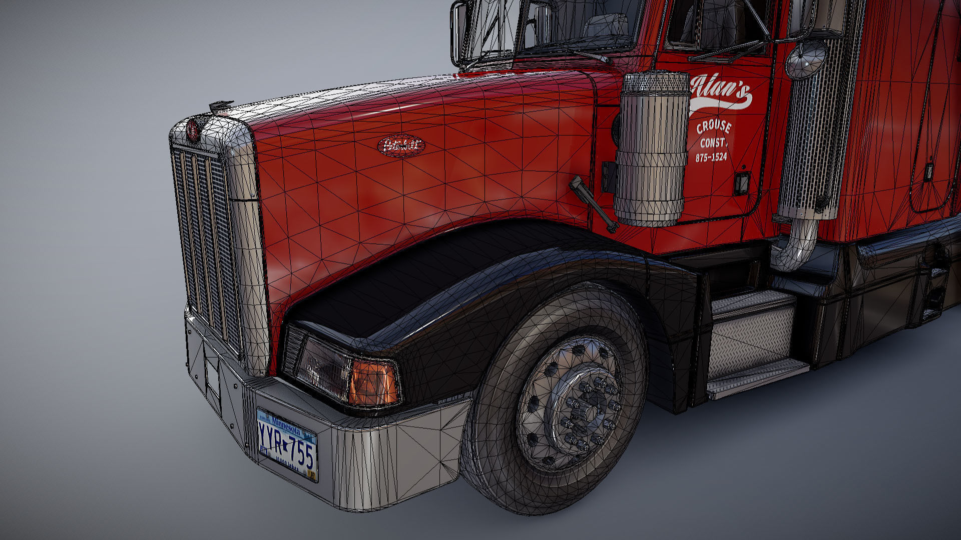 Peterbilt 377 Low-poly 3D model_28