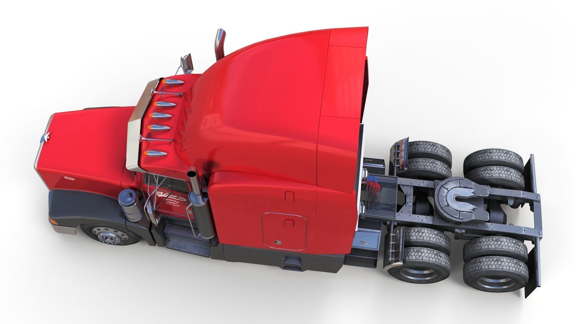 Peterbilt 377 Low-poly 3D model_5