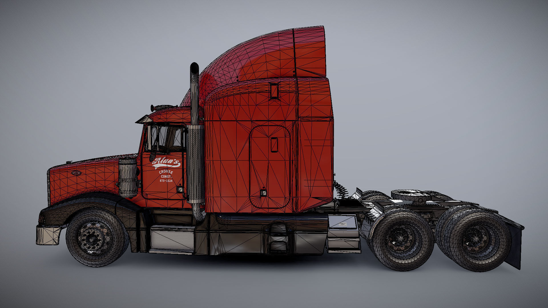 Peterbilt 377 Low-poly 3D model_29