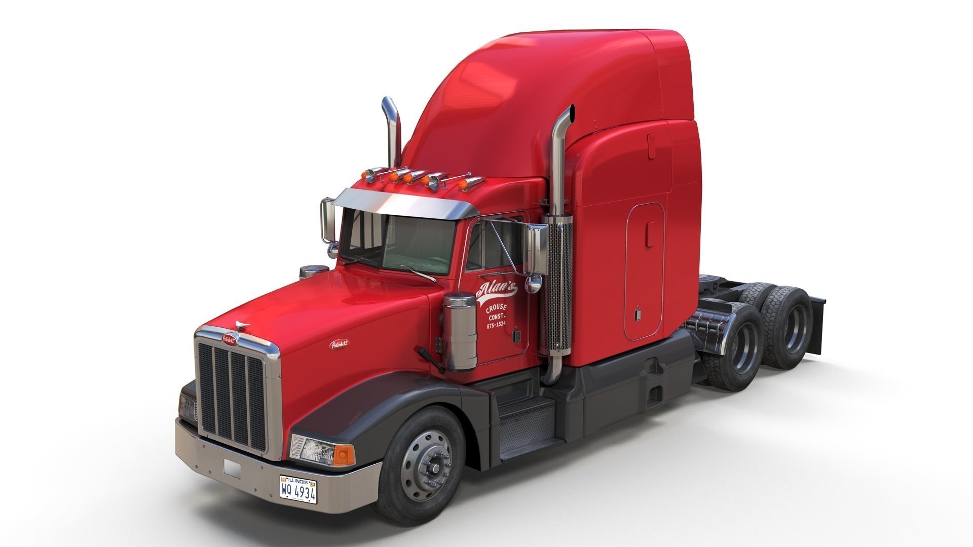 Peterbilt 377 Low-poly 3D model_1
