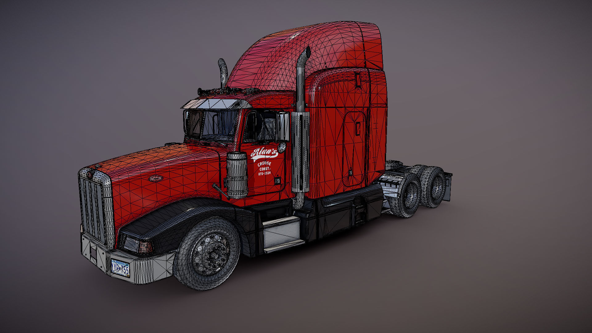 Peterbilt 377 Low-poly 3D model_26