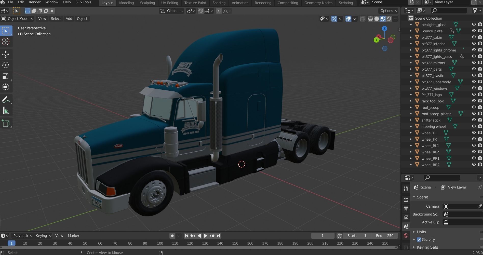 Peterbilt 377 Low-poly 3D model_46