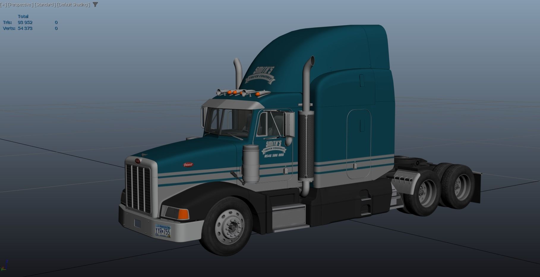 Peterbilt 377 Low-poly 3D model_40