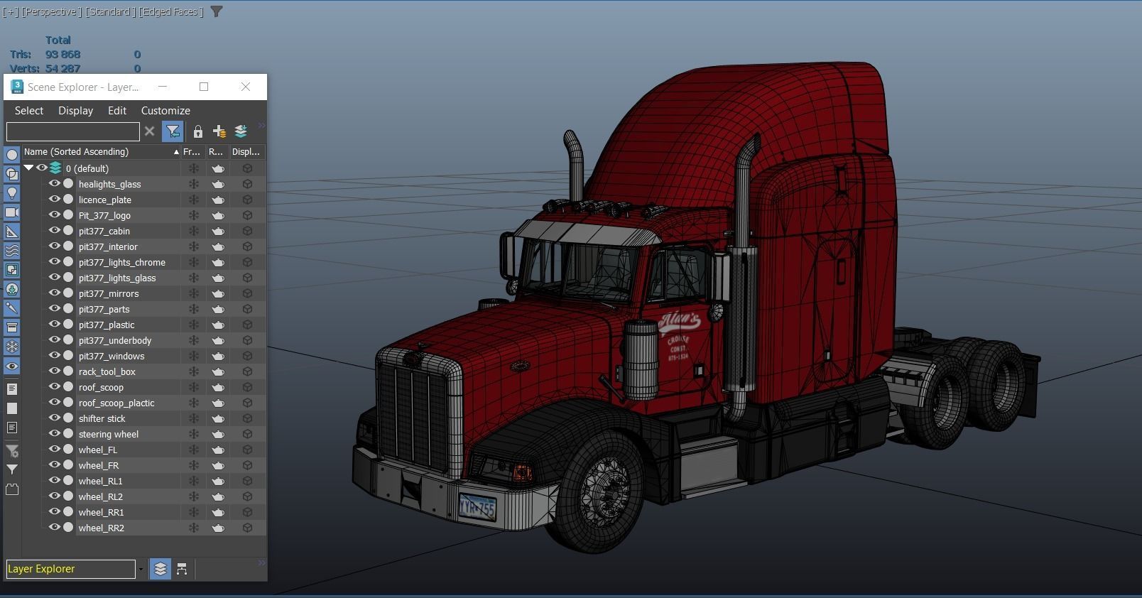 Peterbilt 377 Low-poly 3D model_41