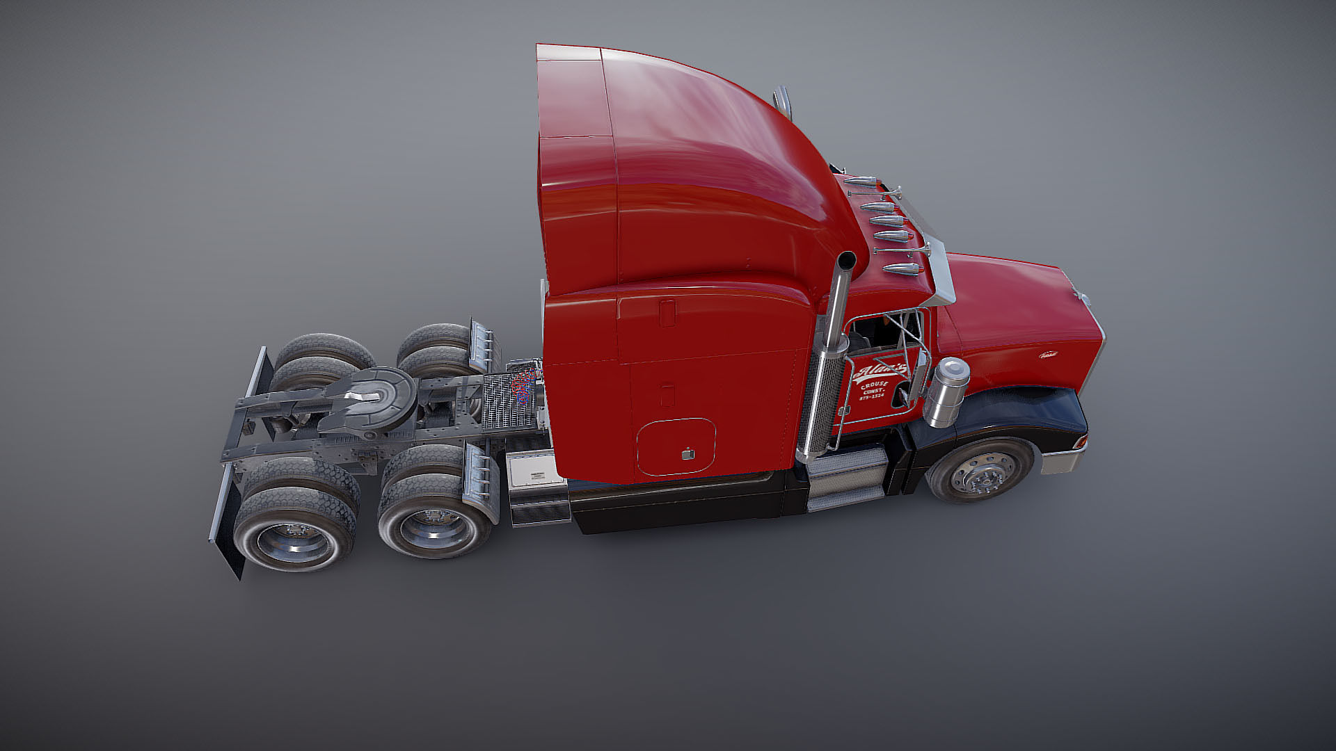 Peterbilt 377 Low-poly 3D model_19
