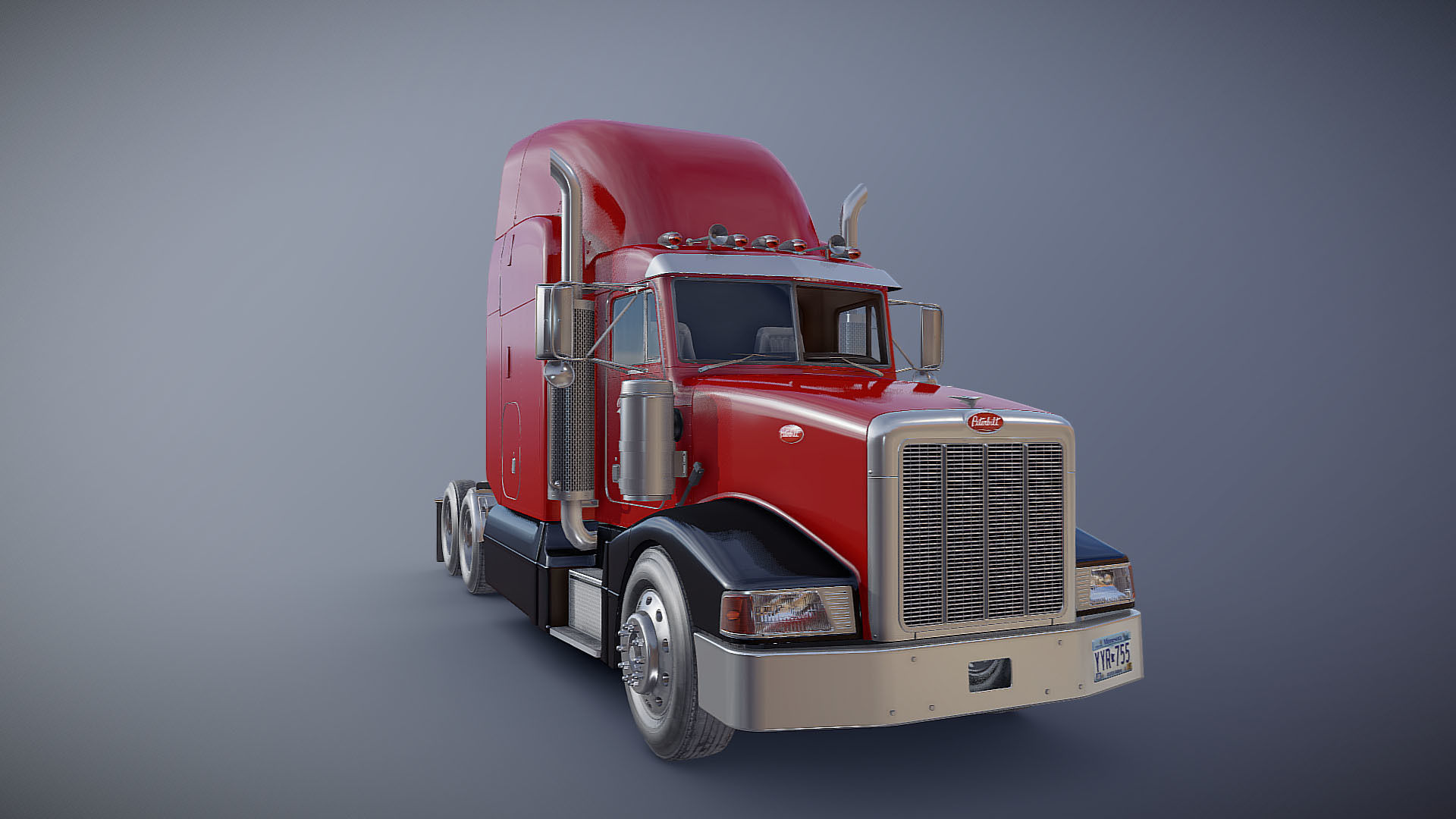 Peterbilt 377 Low-poly 3D model_18