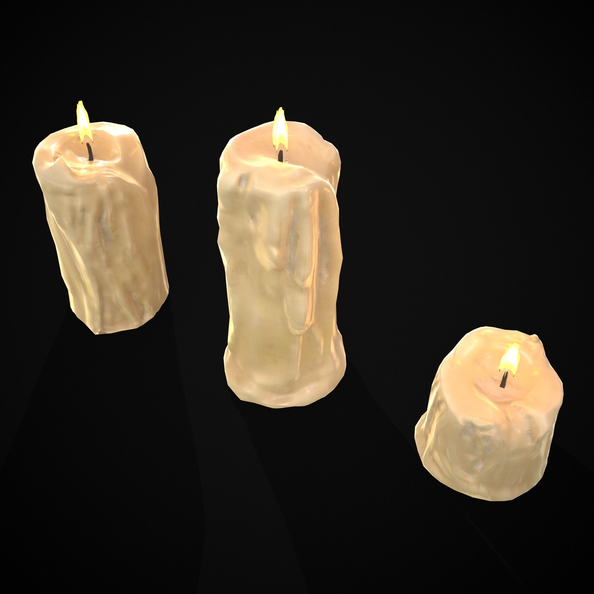Old Melted Candles Low-poly 3D model_13