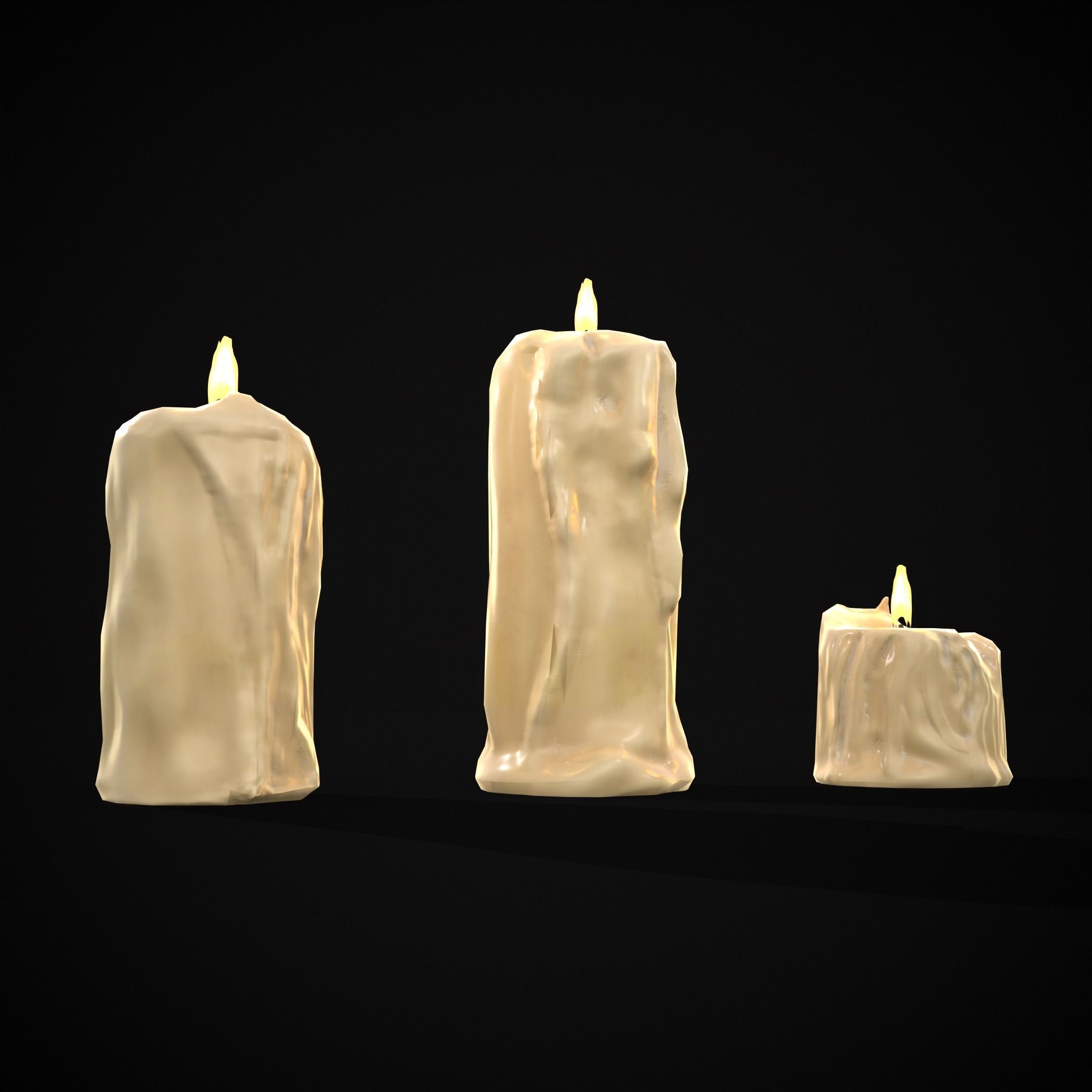 Old Melted Candles Low-poly 3D model_11