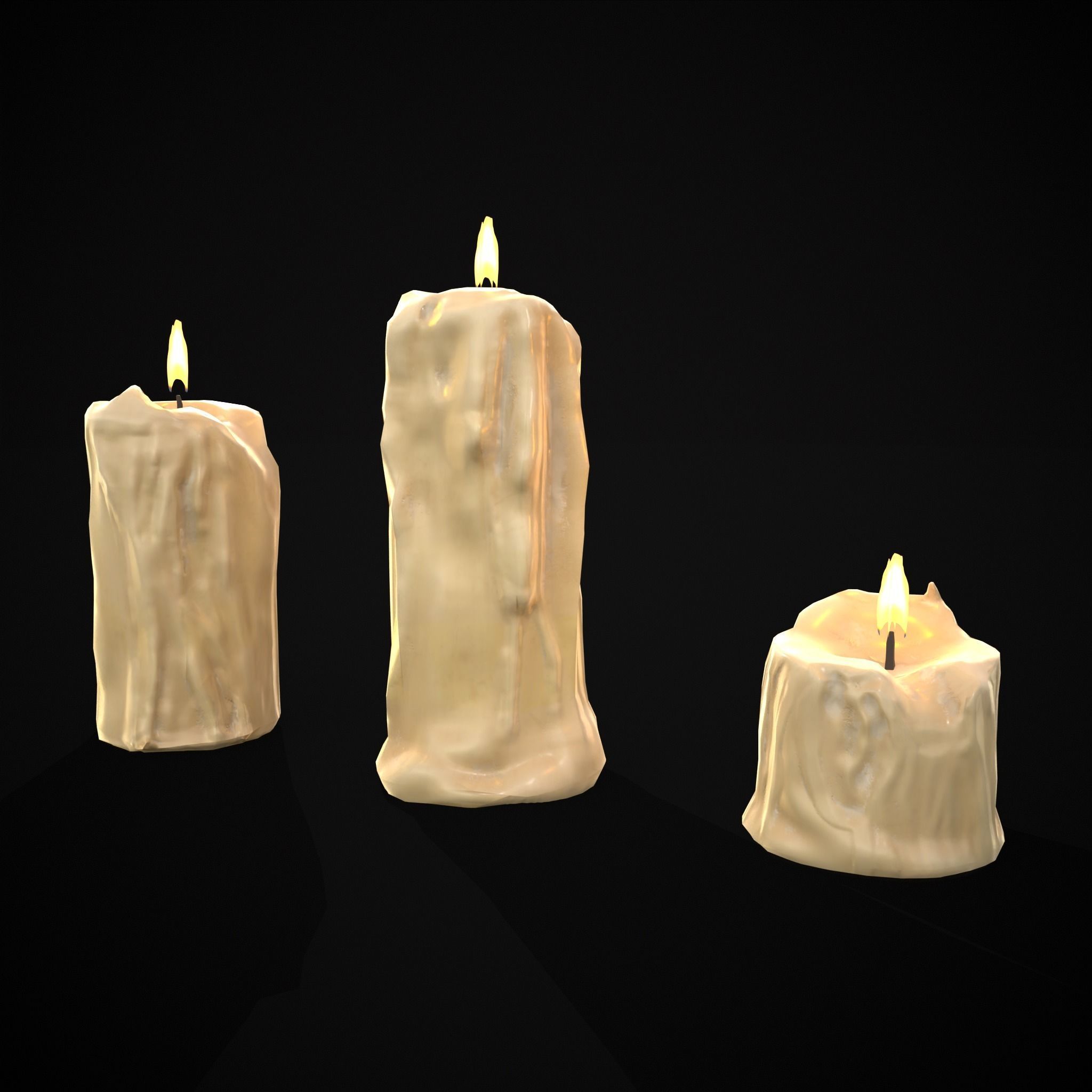 Old Melted Candles Low-poly 3D model_21