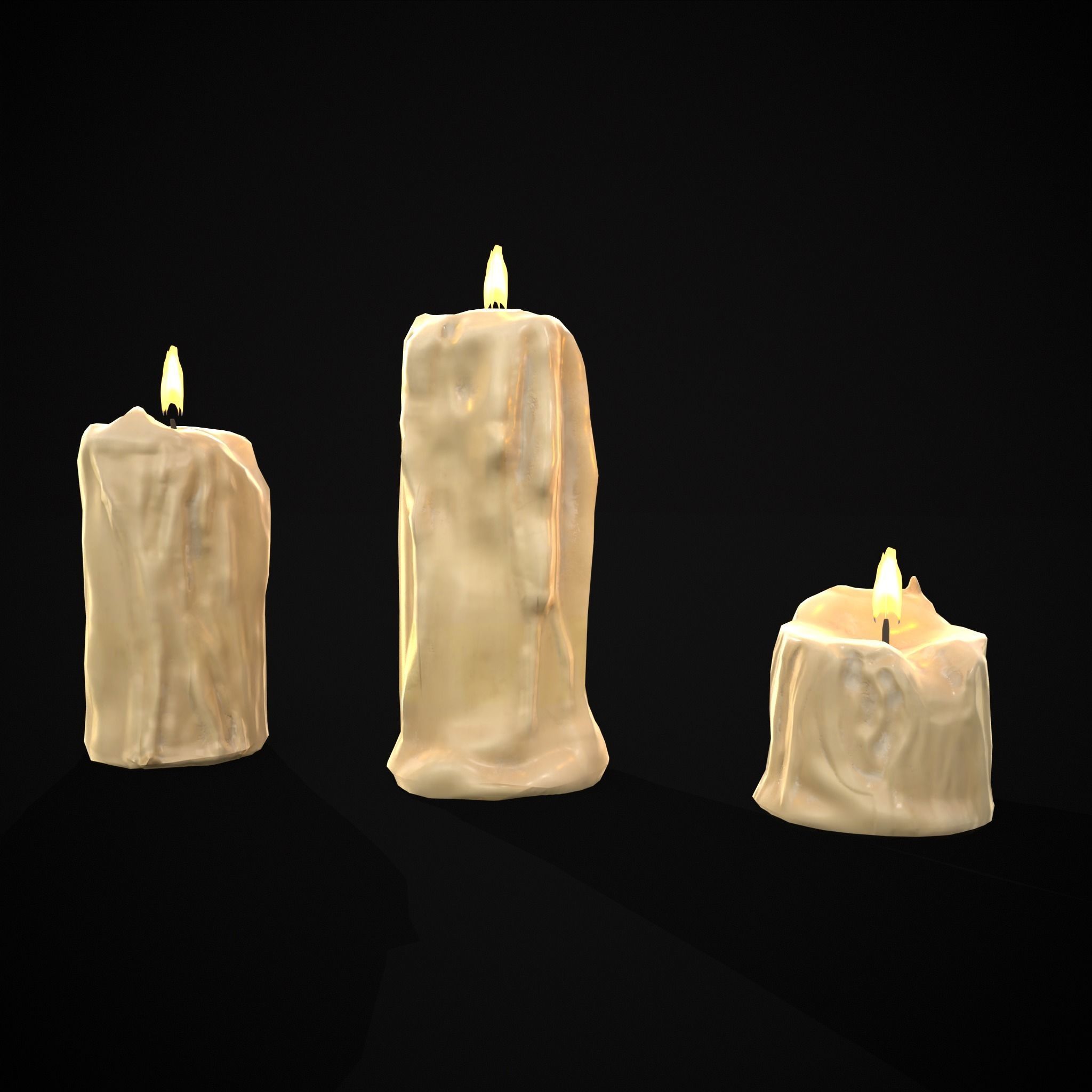 Old Melted Candles Low-poly 3D model_3