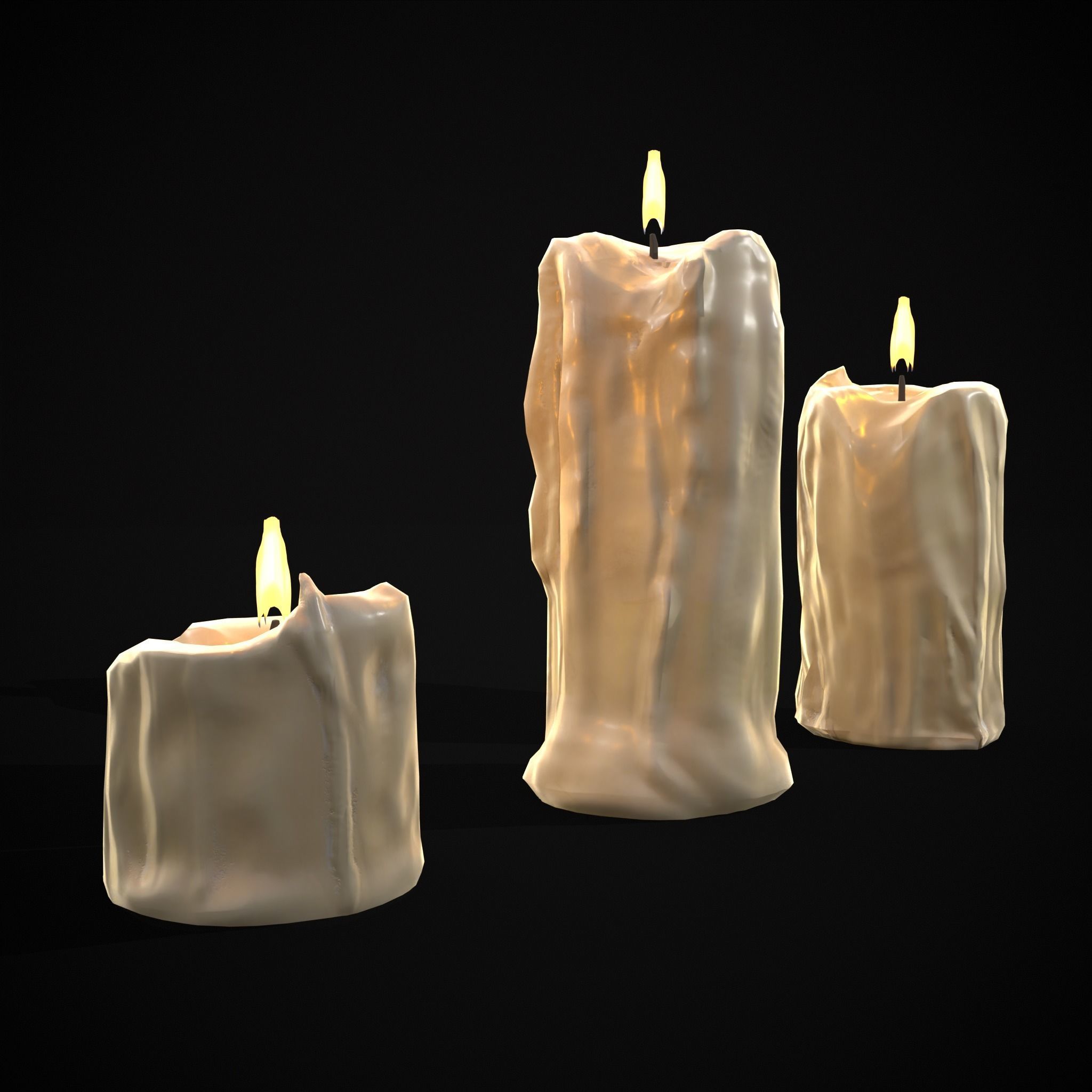 Old Melted Candles Low-poly 3D model_7
