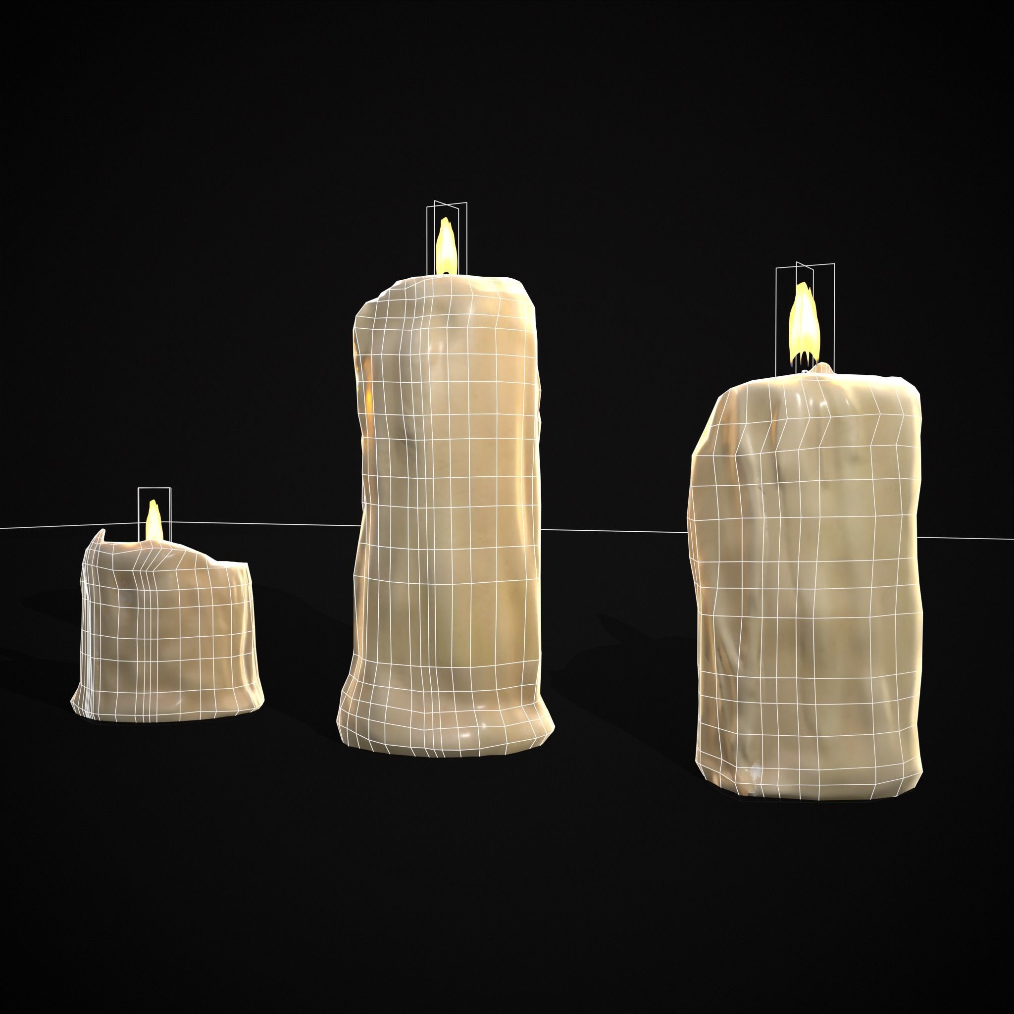 Old Melted Candles Low-poly 3D model_10