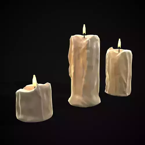 Old Melted Candles Low-poly 3D model