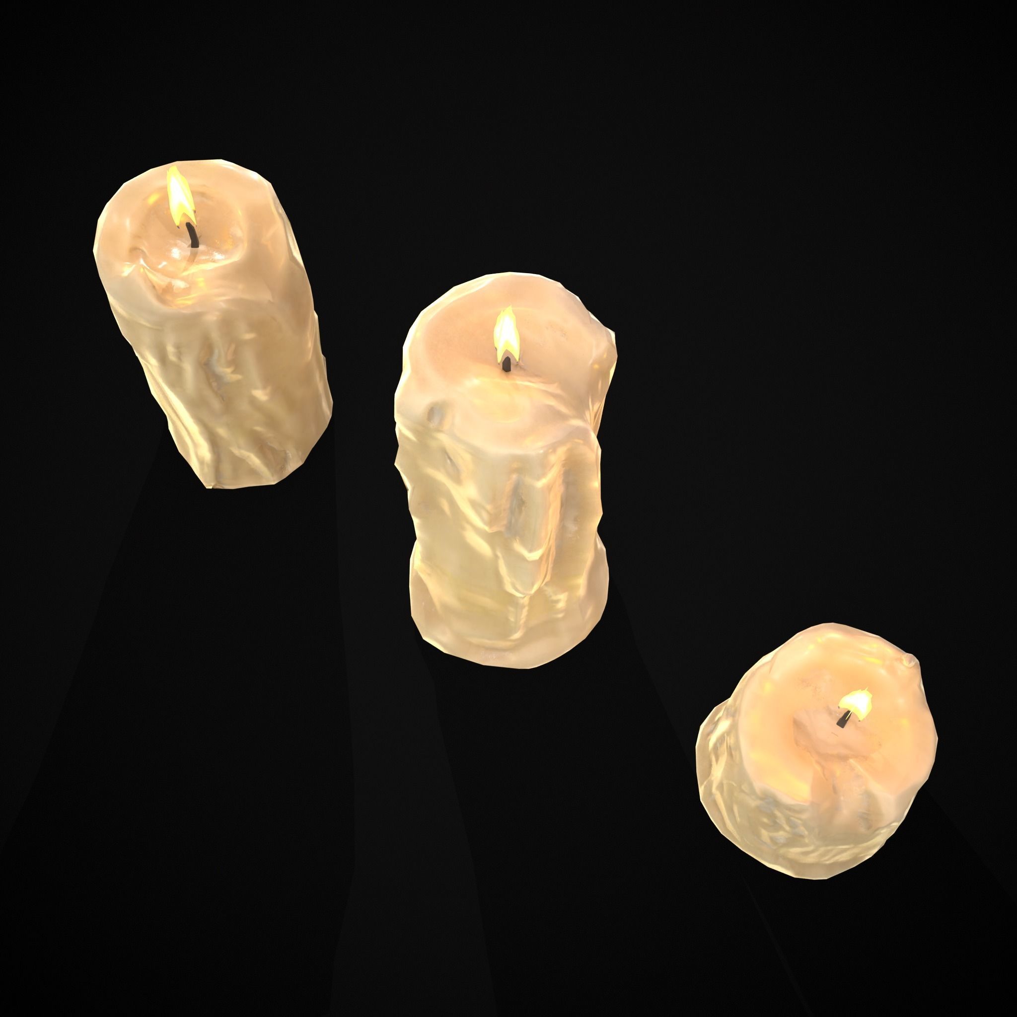 Old Melted Candles Low-poly 3D model_5