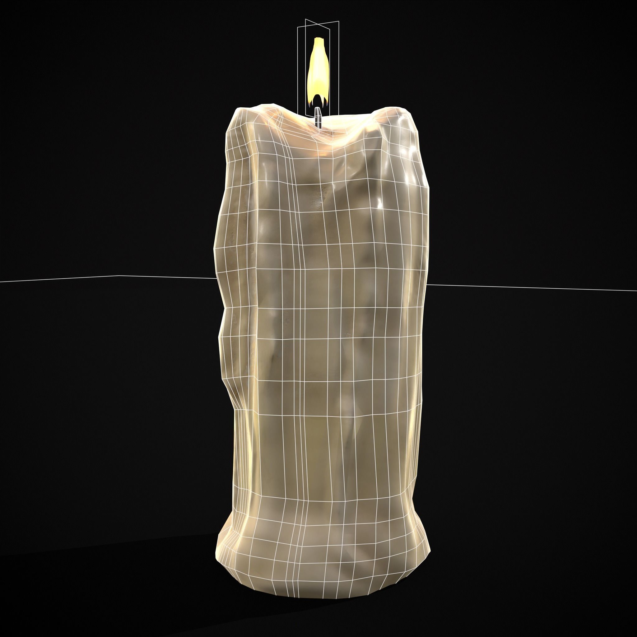 Old Melted Candles Low-poly 3D model_16