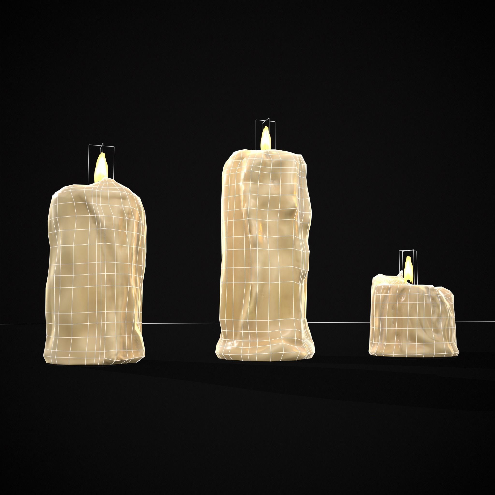 Old Melted Candles Low-poly 3D model_12