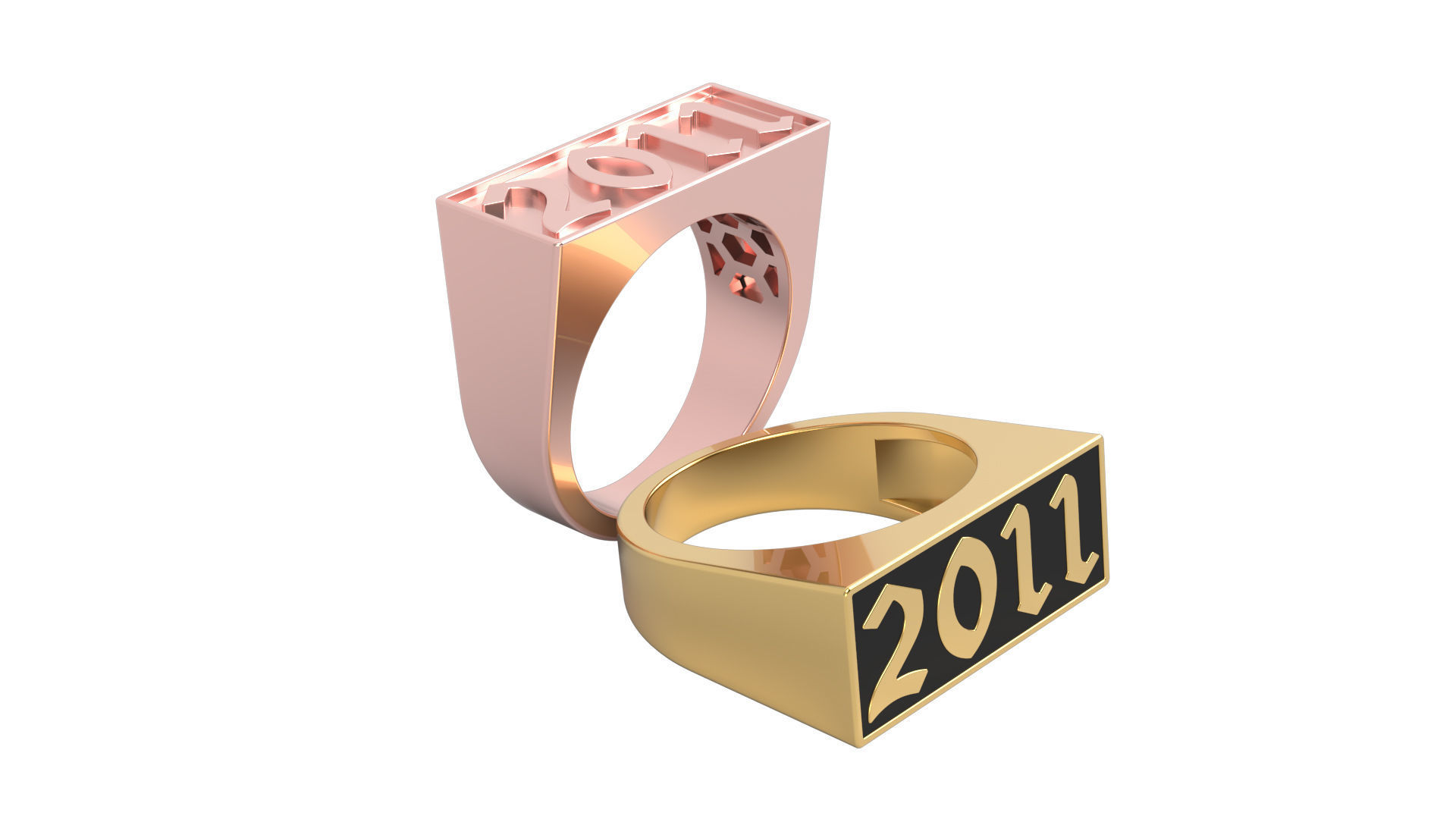 2011 Ring Set with and without gallery Size 5 - 9 US 3D print model_9