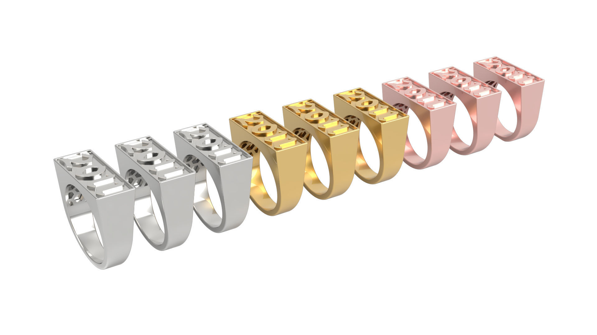 2011 Ring Set with and without gallery Size 5 - 9 US 3D print model_2