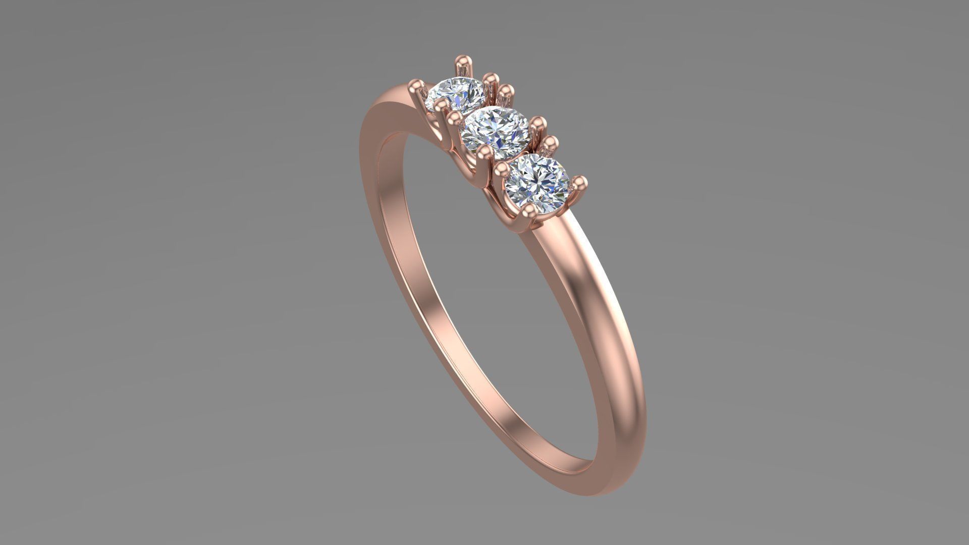 Three stone Ring 3d model printable model 3D print model_1