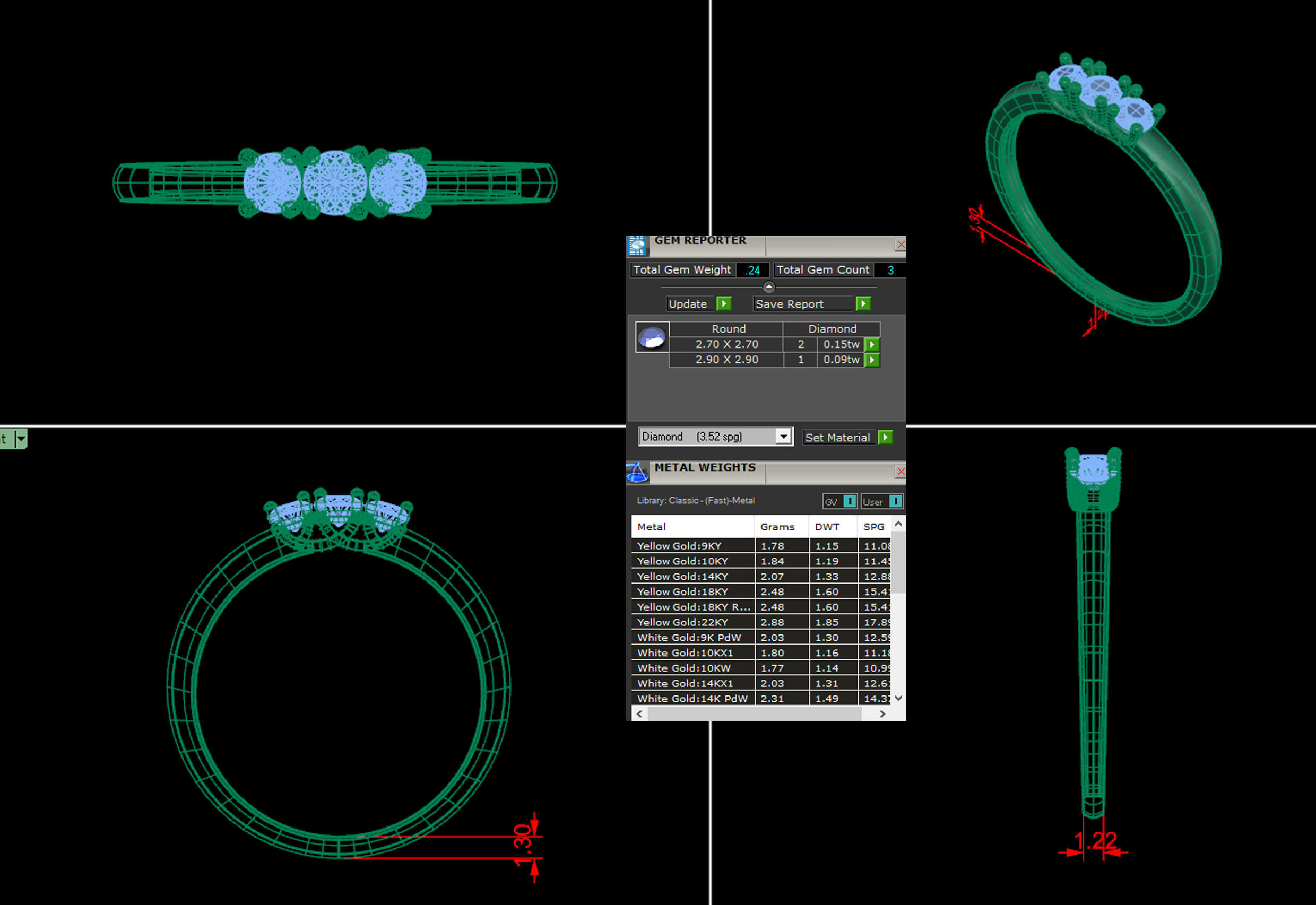 Three stone Ring 3d model printable model 3D print model_3