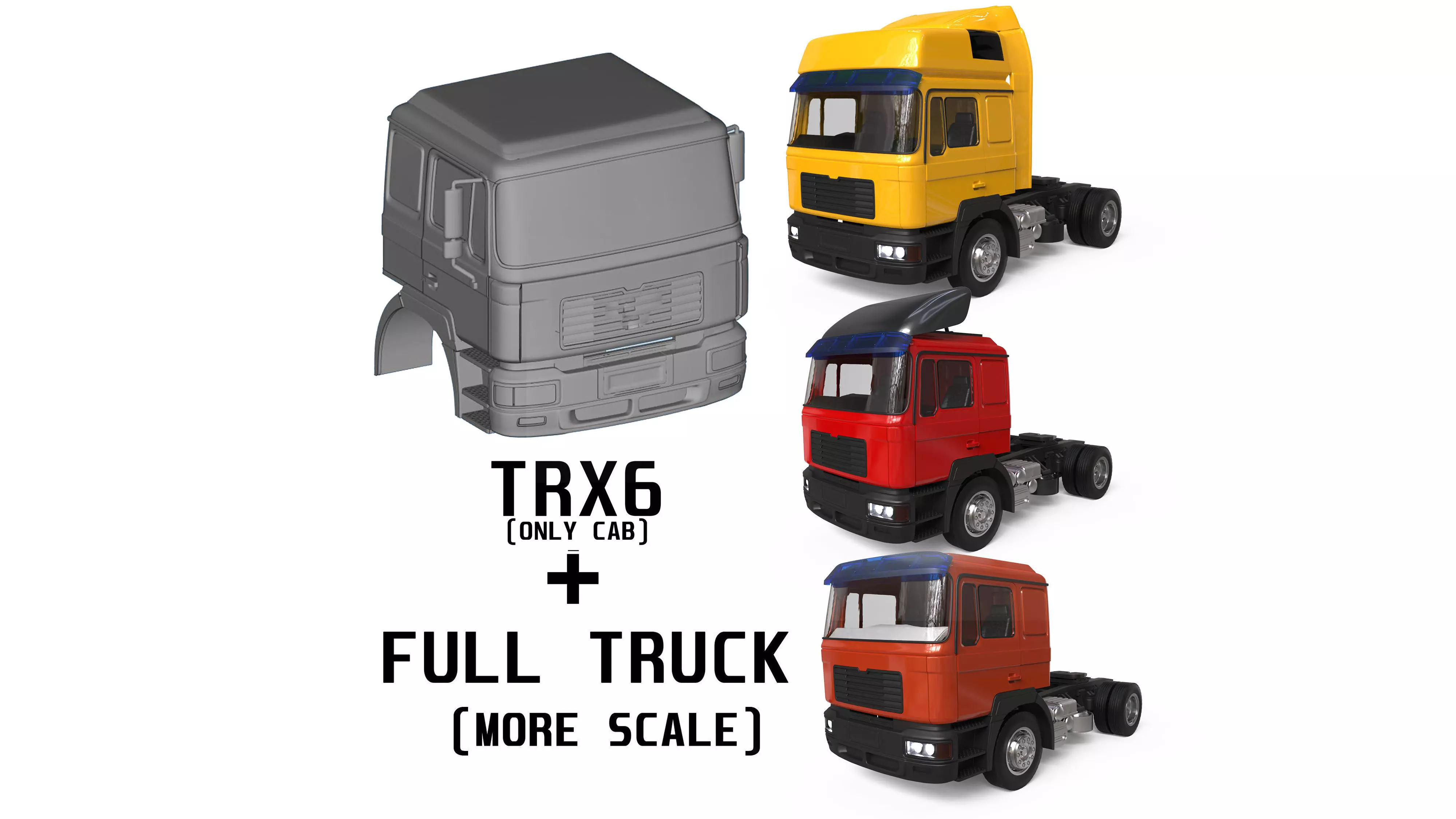 Old Truck F2000 cab 3 version full truck  And TRX6 only cab 3D Model Collection_0