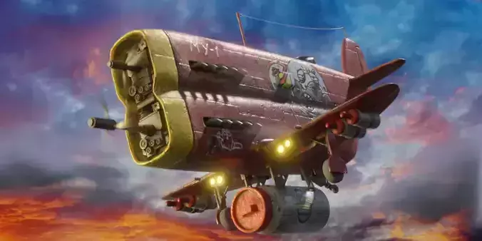 Stylized realistic red airplane