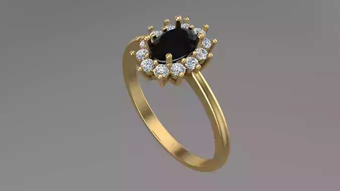 10 Oval halo ring 3dmodel printable model Ring Size US 1 to 10