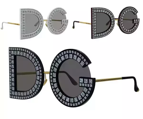 Dolce Gabbana DG Glitter Round-frame Sunglasses Low-poly 3D model