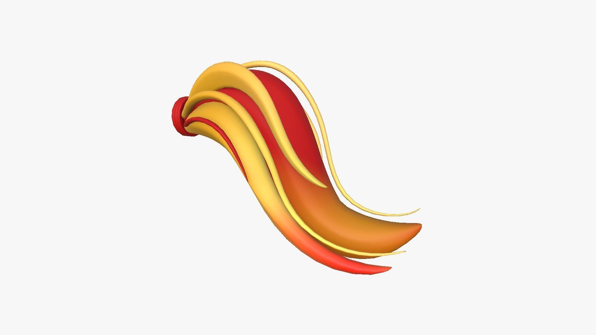 Furry Tail A10 Red - Headband Character Design Low-poly 3D model_1