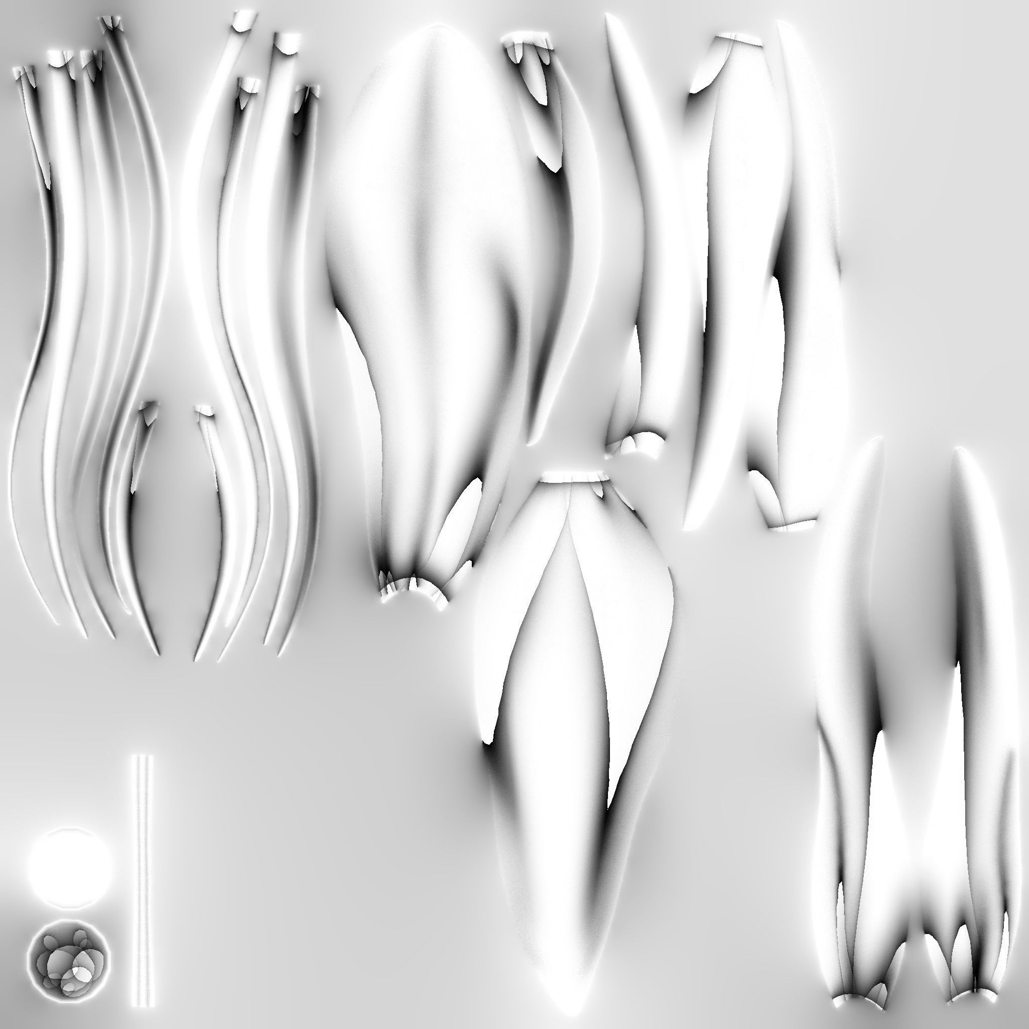 Furry Tail A10 Red - Headband Character Design Low-poly 3D model_21