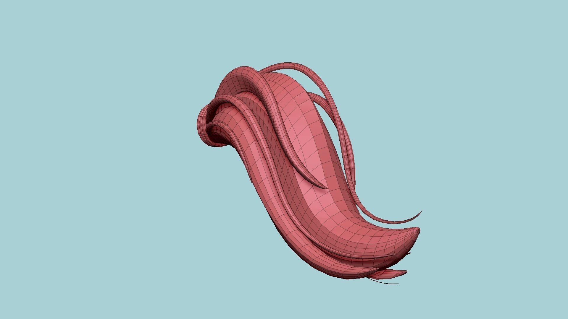 Furry Tail A10 Red - Headband Character Design Low-poly 3D model_17