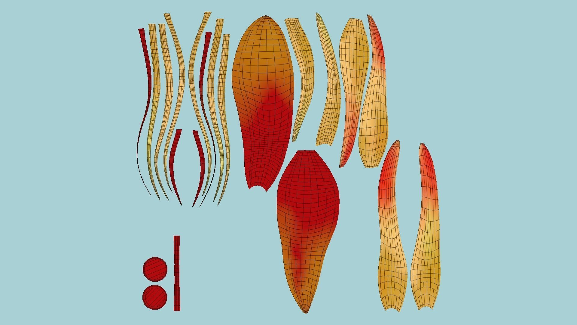 Furry Tail A10 Red - Headband Character Design Low-poly 3D model_5