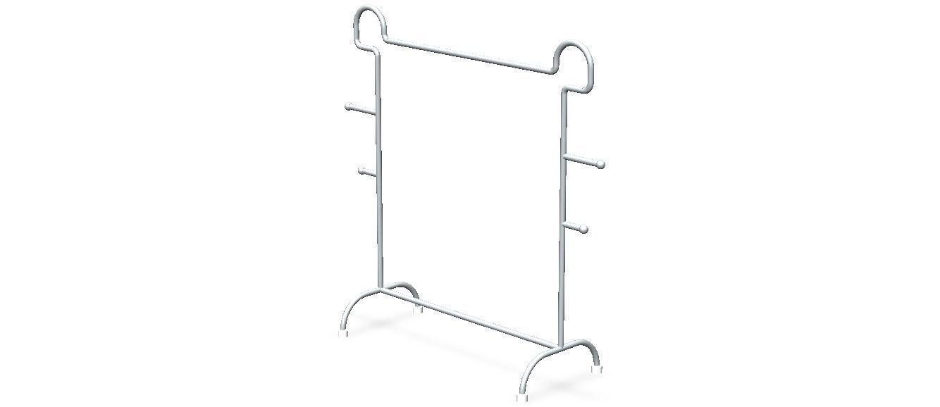 Stainless Steel Clothes Rack 3D model_5