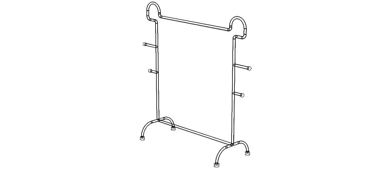 Stainless Steel Clothes Rack 3D model_4