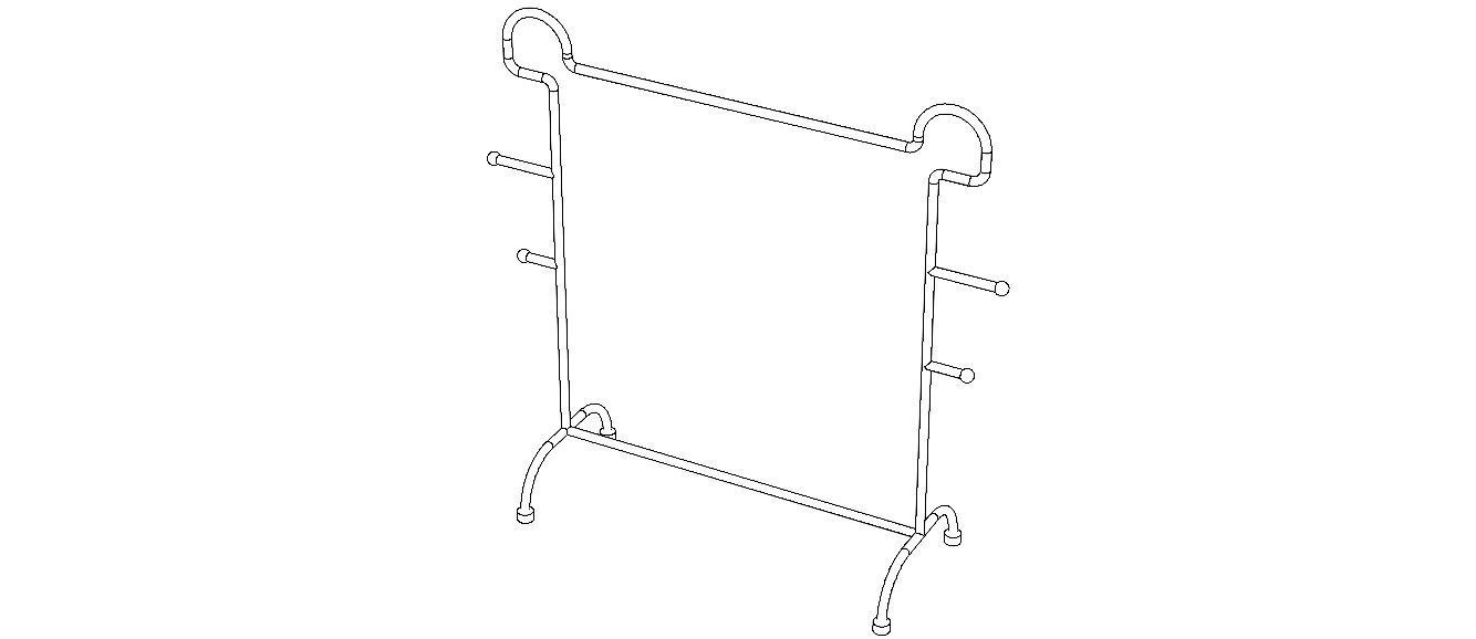 Stainless Steel Clothes Rack 3D model_10