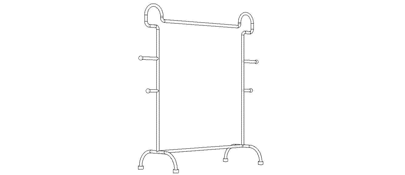 Stainless Steel Clothes Rack 3D model_35