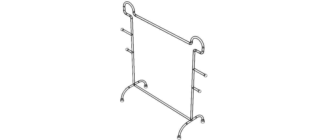 Stainless Steel Clothes Rack 3D model_8