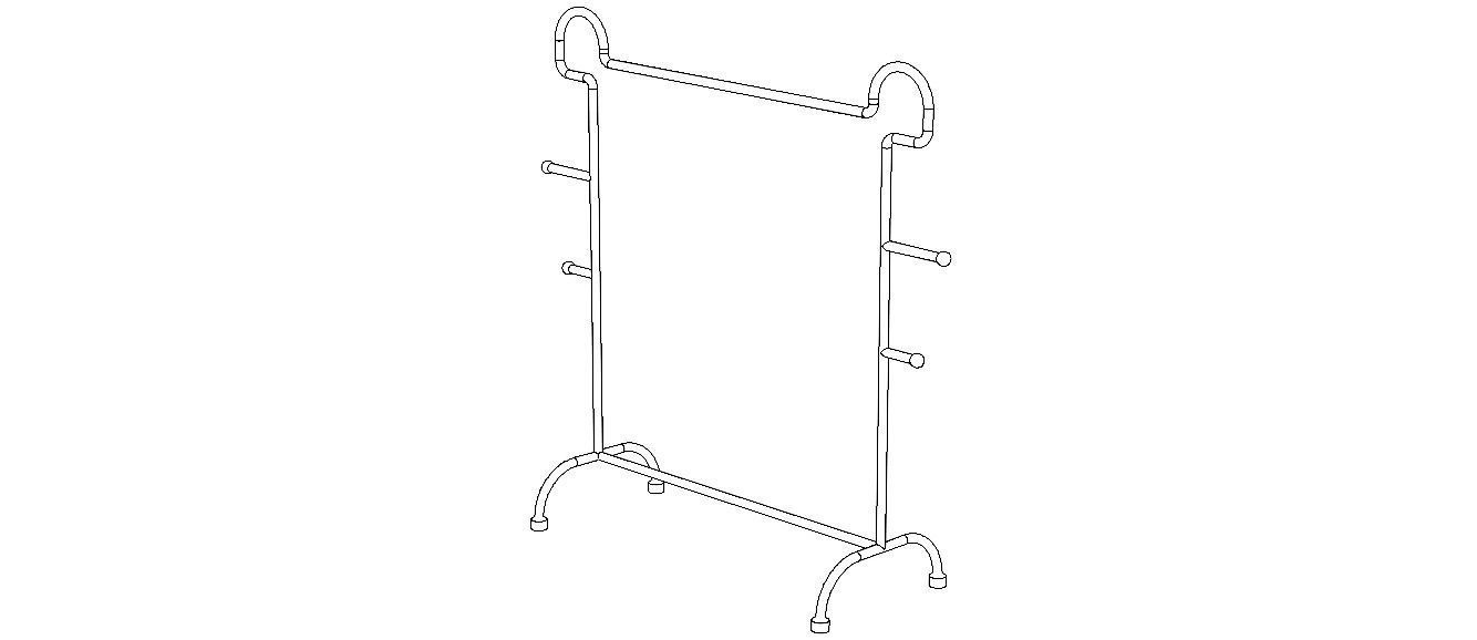 Stainless Steel Clothes Rack 3D model_2