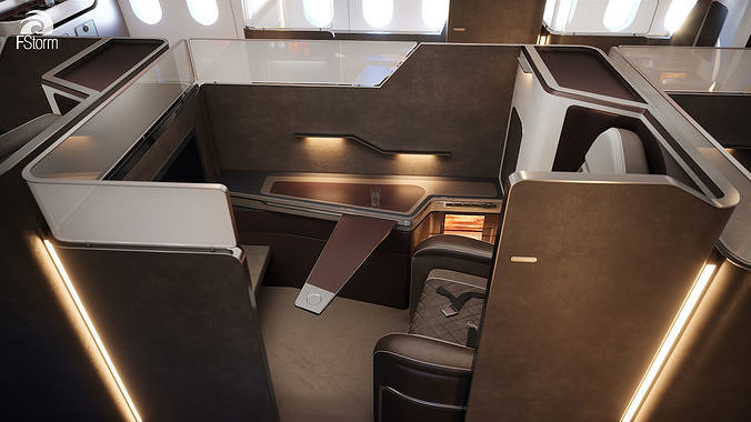 modern  airplane Interior 3D Model Vray Fstorm 3D model