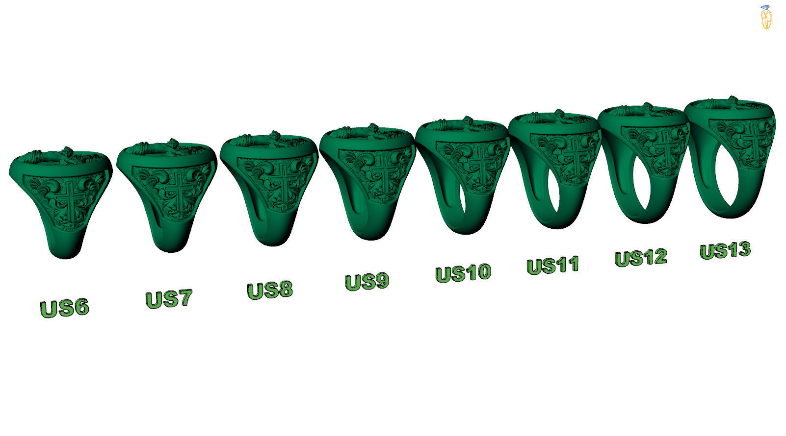 Jesus Christ Catholic Cross Crucifixion Signet 3D print model_7