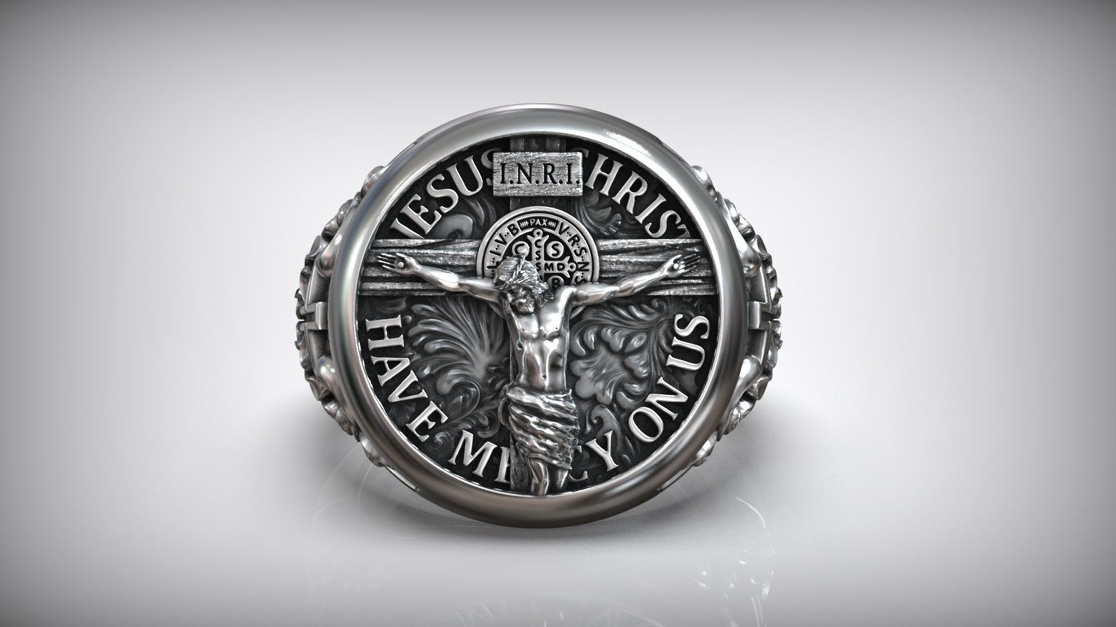 Jesus Christ Catholic Cross Crucifixion Signet 3D print model_1