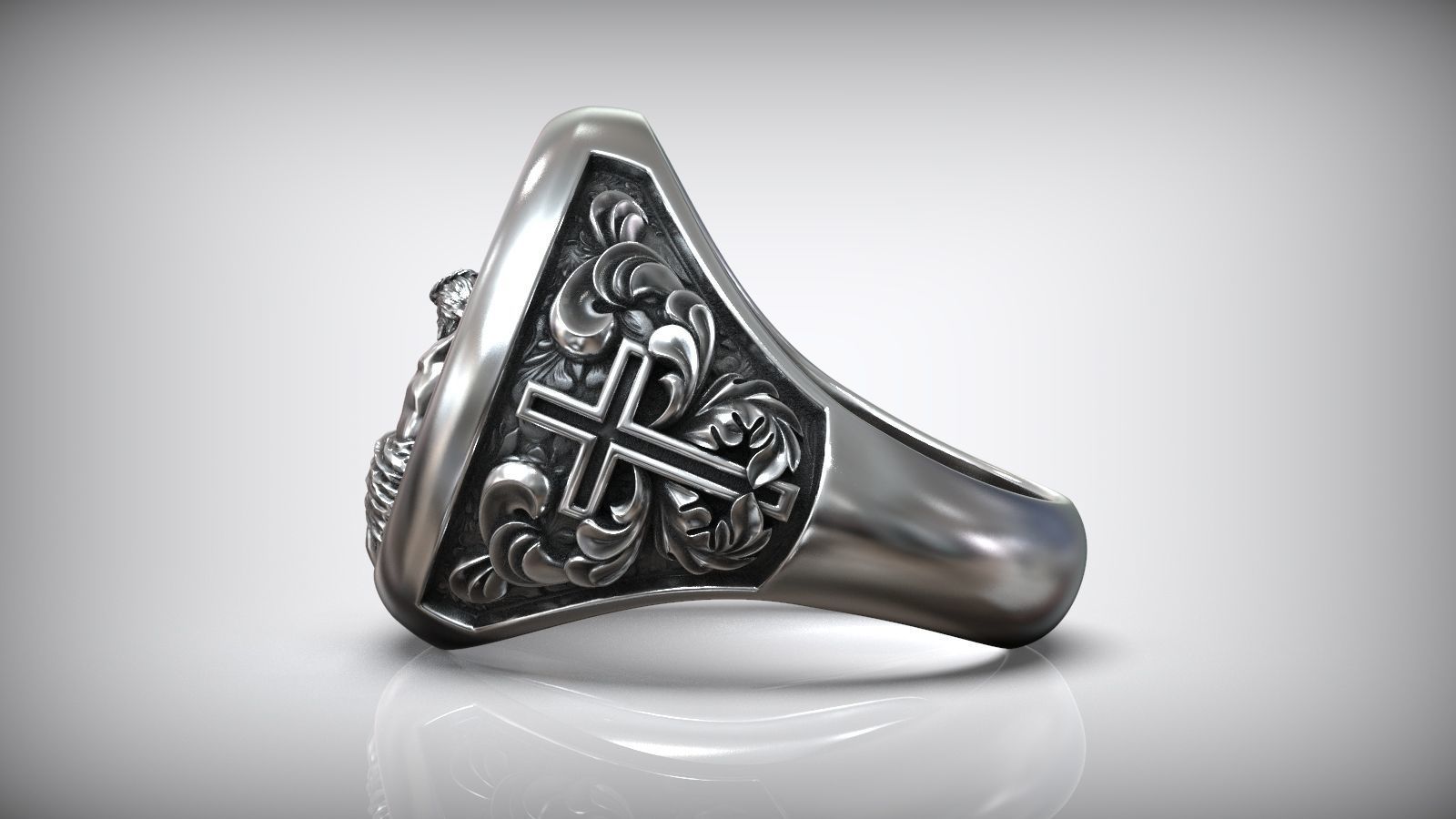 Jesus Christ Catholic Cross Crucifixion Signet 3D print model_3