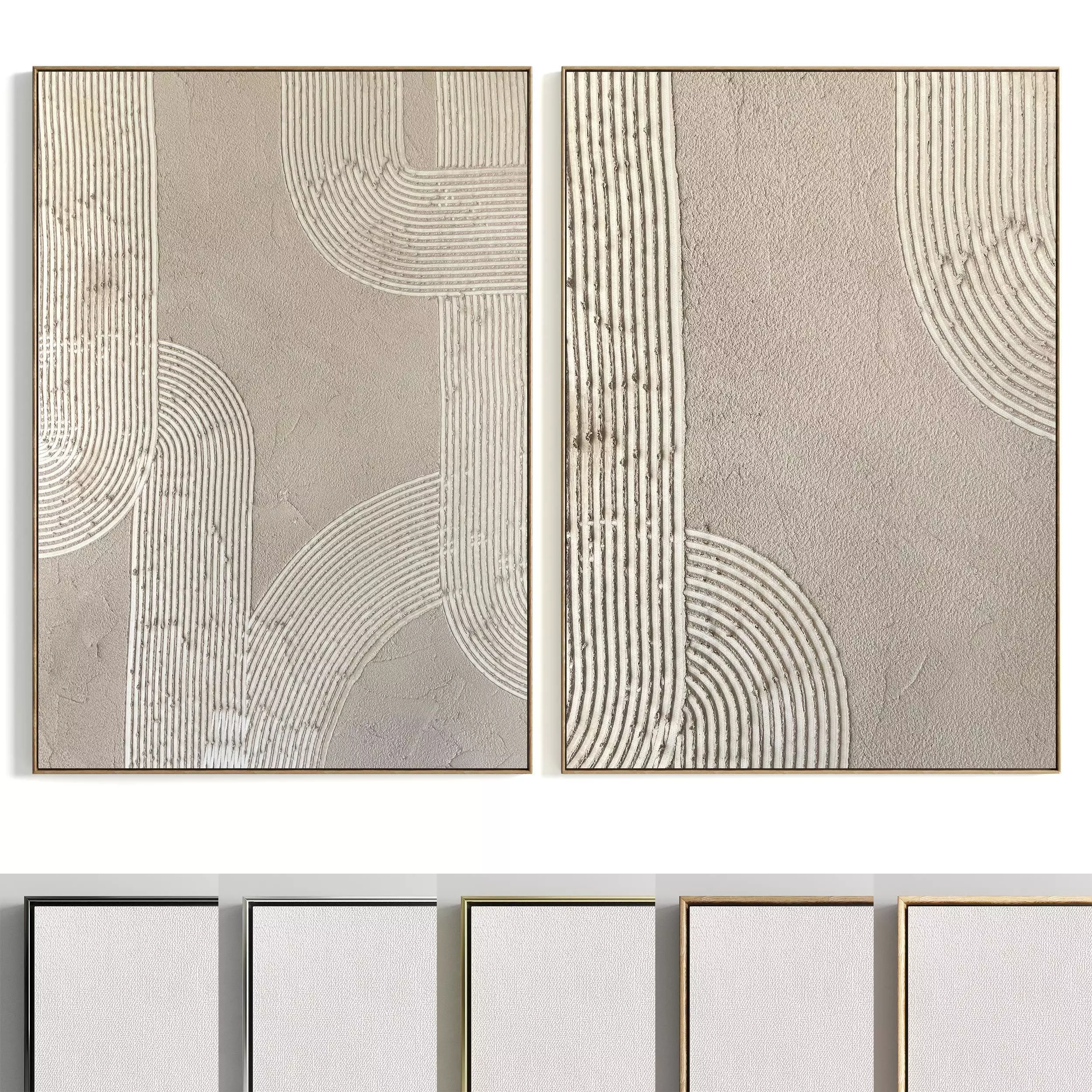 Plaster Two Photo Frame 343 Low-poly 3D model_0